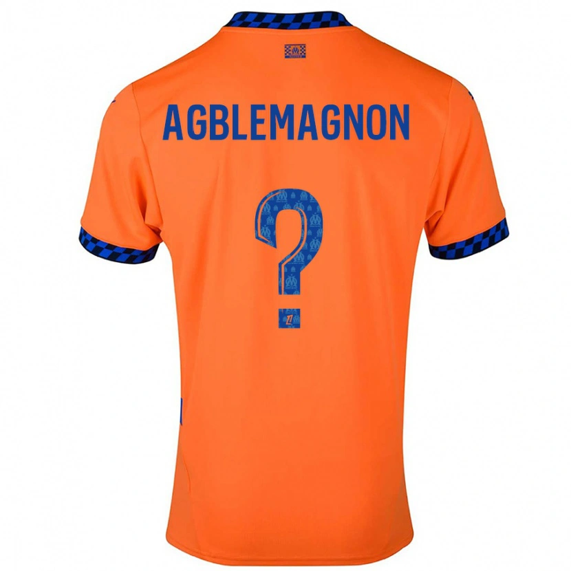 Danxen Børn Jordan Agblemagnon #0 Orange Mørkeblå Tredje Sæt Spillertrøjer 2024/25 Trøje T-Shirt