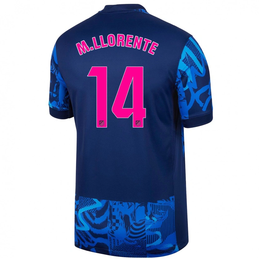 Danxen Børn Marcos Llorente #14 Kongeblå Tredje Sæt Spillertrøjer 2024/25 Trøje T-Shirt