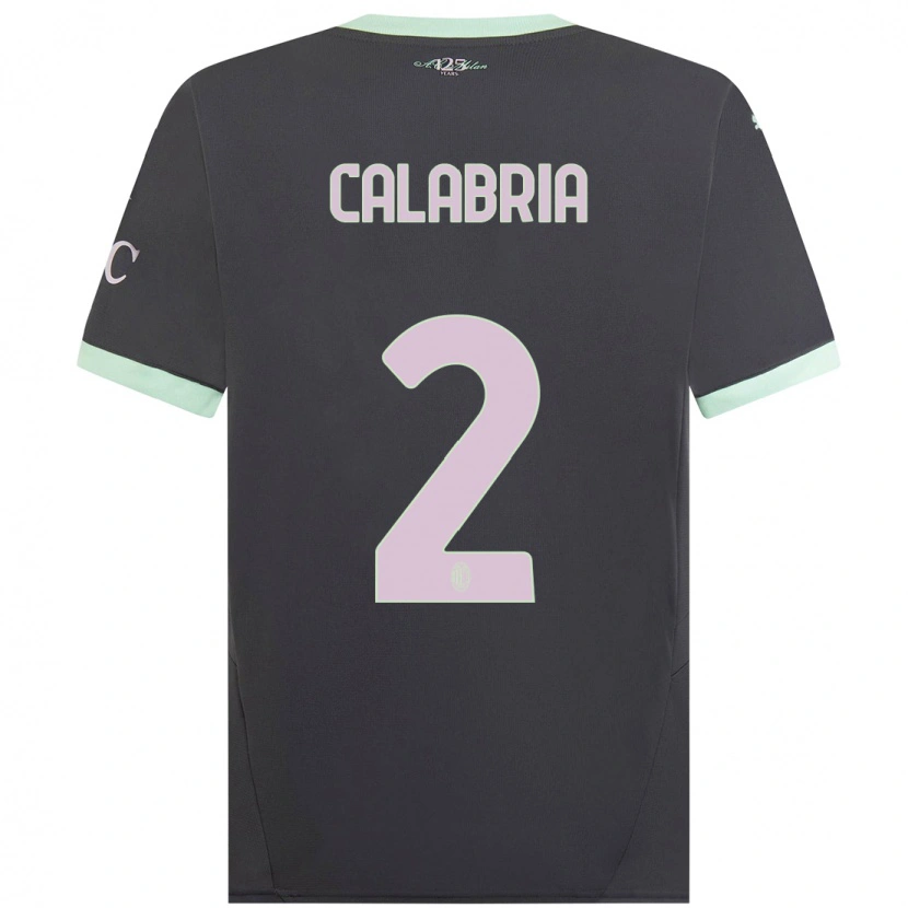 Danxen Børn Davide Calabria #2 Grå Tredje Sæt Spillertrøjer 2024/25 Trøje T-Shirt