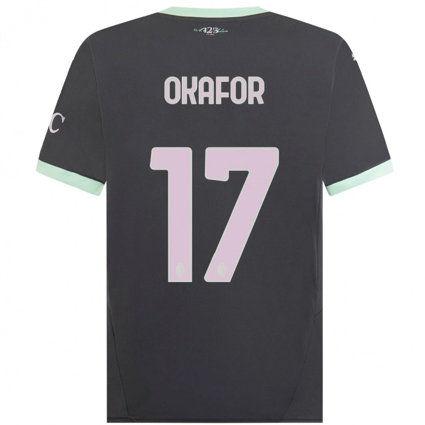 Danxen Børn Noah Okafor #17 Grå Tredje Sæt Spillertrøjer 2024/25 Trøje T-Shirt