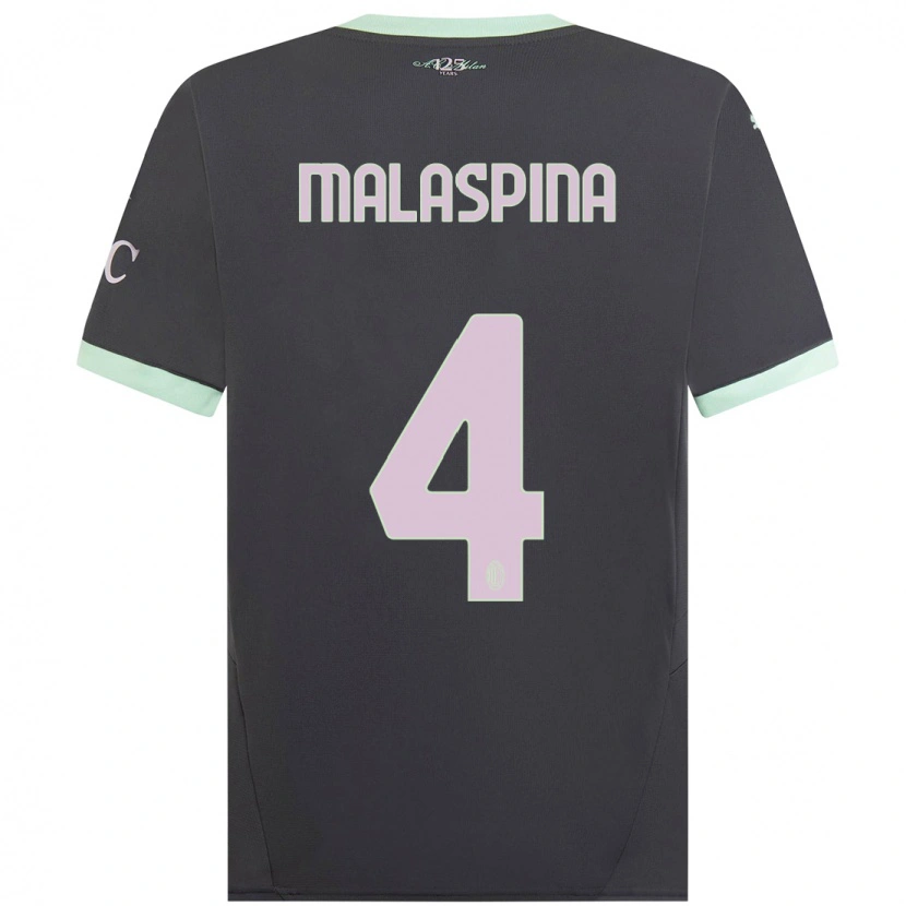 Danxen Børn Mattia Malaspina #4 Grå Tredje Sæt Spillertrøjer 2024/25 Trøje T-Shirt