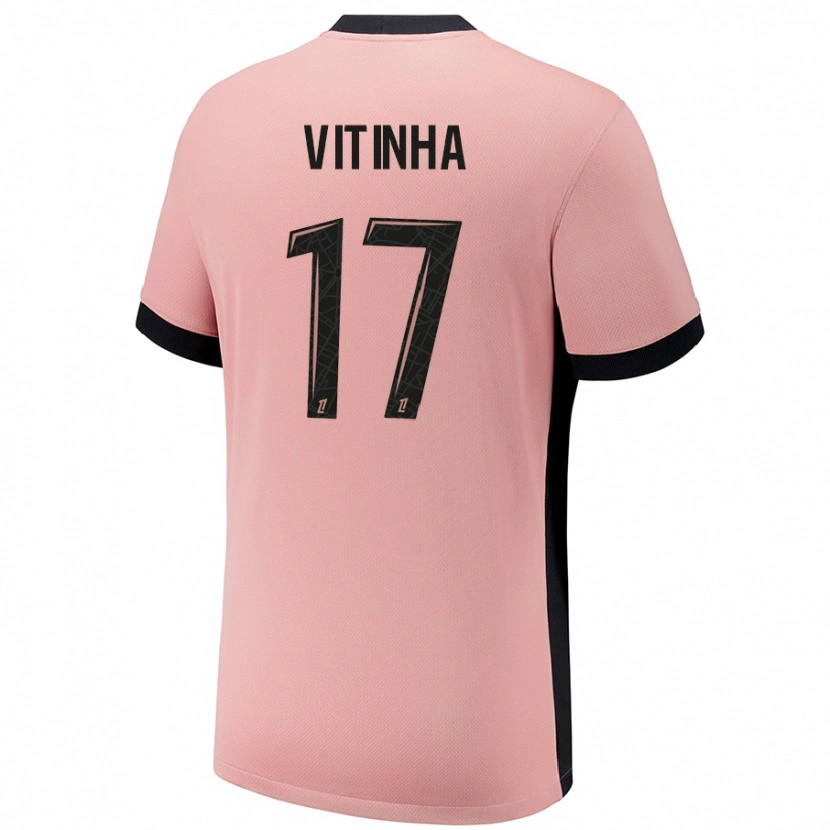 Danxen Børn Vitinha #17 Rust Lyserød Tredje Sæt Spillertrøjer 2024/25 Trøje T-Shirt