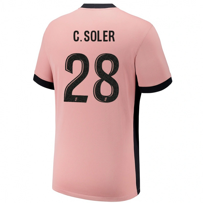 Danxen Børn Carlos Soler #28 Rust Lyserød Tredje Sæt Spillertrøjer 2024/25 Trøje T-Shirt