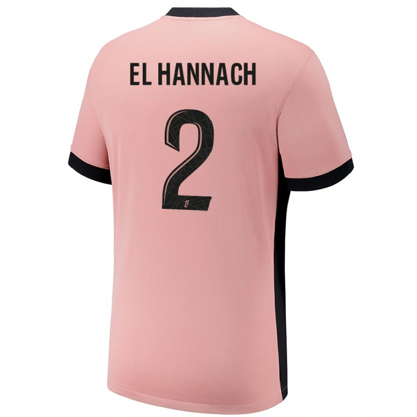 Danxen Børn Naoufel El Hannach #2 Rust Lyserød Tredje Sæt Spillertrøjer 2024/25 Trøje T-Shirt