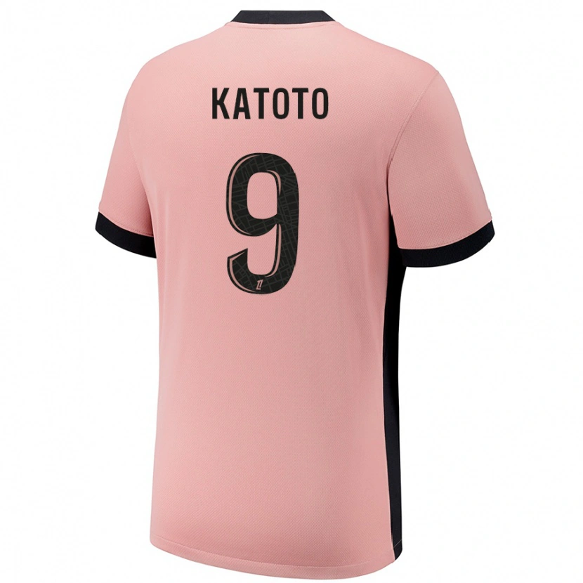 Danxen Børn Marie-Antoinette Katoto #9 Rust Lyserød Tredje Sæt Spillertrøjer 2024/25 Trøje T-Shirt