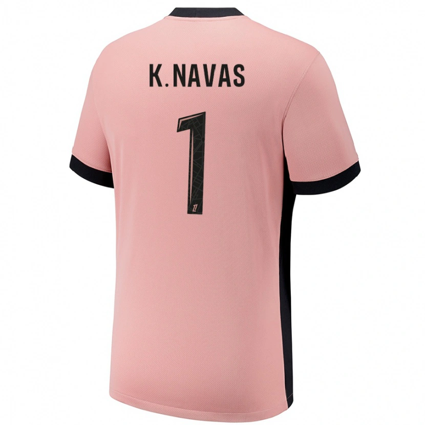 Danxen Børn Keylor Navas #1 Rust Lyserød Tredje Sæt Spillertrøjer 2024/25 Trøje T-Shirt