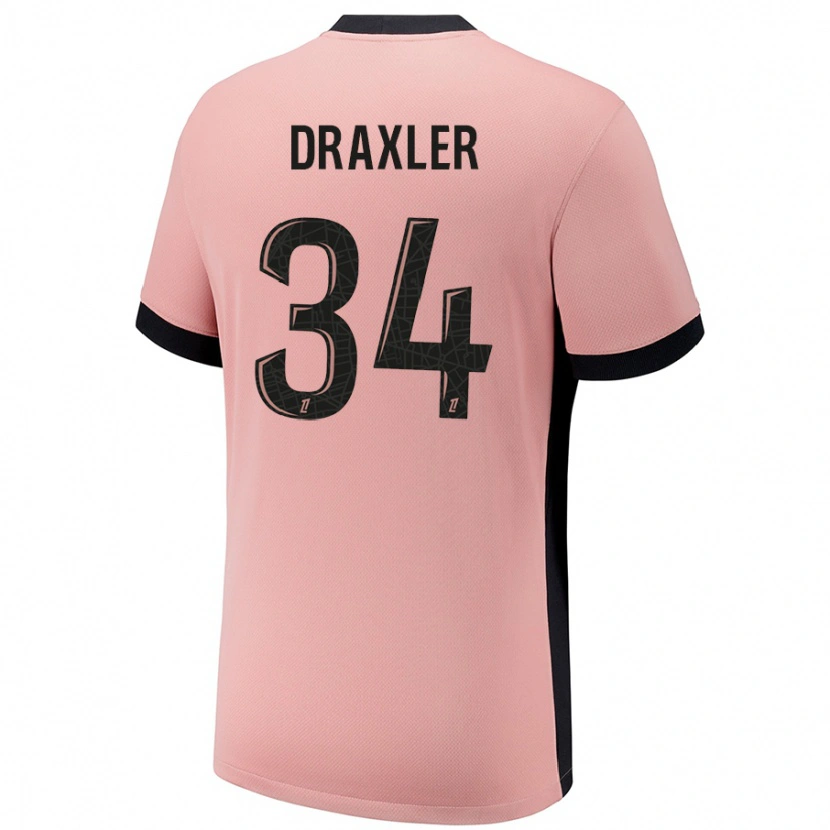 Danxen Børn Julian Draxler #34 Rust Lyserød Tredje Sæt Spillertrøjer 2024/25 Trøje T-Shirt