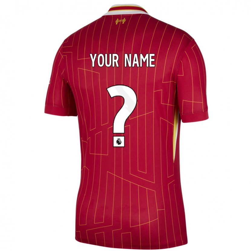 Danxen Mænd Dit Navn #0 Rød Gul Hvid Hjemmebane Spillertrøjer 2024/25 Trøje T-Shirt