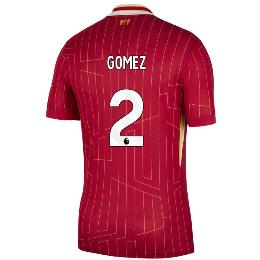 Danxen Mænd Joe Gomez #2 Rød Gul Hvid Hjemmebane Spillertrøjer 2024/25 Trøje T-Shirt