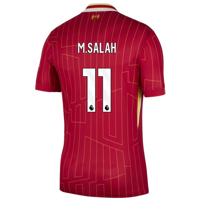 Danxen Mænd Mohamed Salah #11 Rød Gul Hvid Hjemmebane Spillertrøjer 2024/25 Trøje T-Shirt