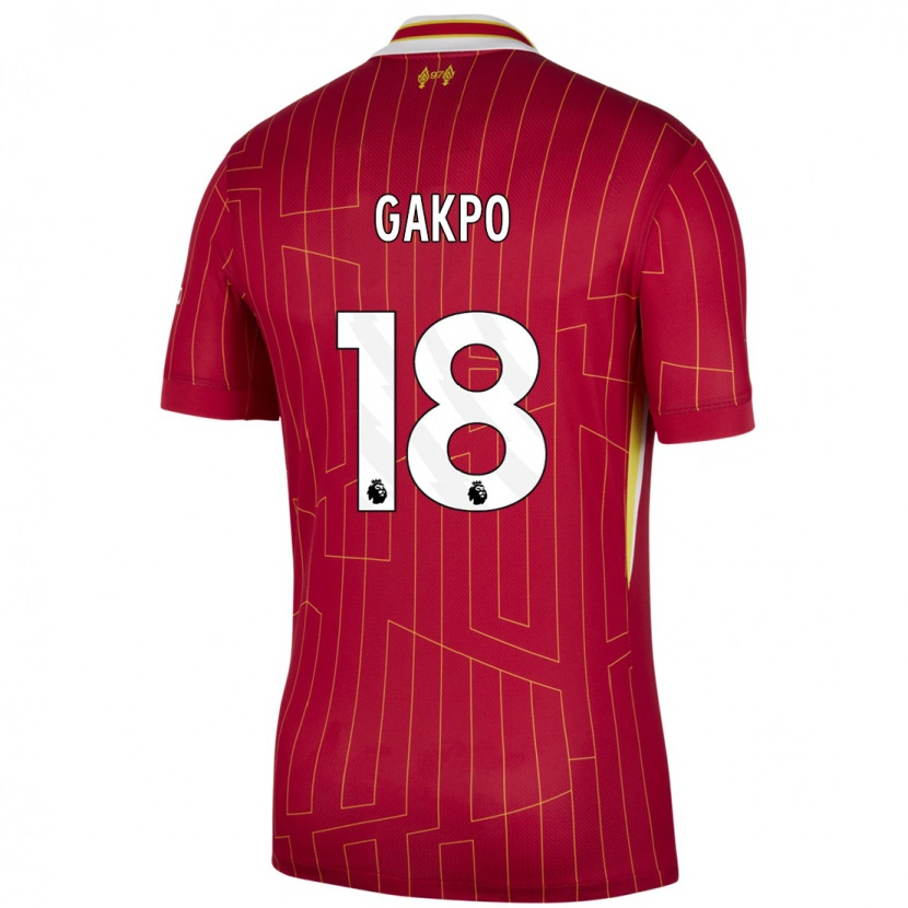 Danxen Mænd Cody Gakpo #18 Rød Gul Hvid Hjemmebane Spillertrøjer 2024/25 Trøje T-Shirt