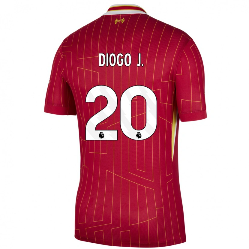 Danxen Mænd Diogo Jota #20 Rød Gul Hvid Hjemmebane Spillertrøjer 2024/25 Trøje T-Shirt