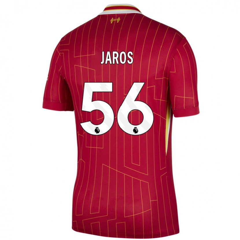 Danxen Mænd Vitezslav Jaros #56 Rød Gul Hvid Hjemmebane Spillertrøjer 2024/25 Trøje T-Shirt