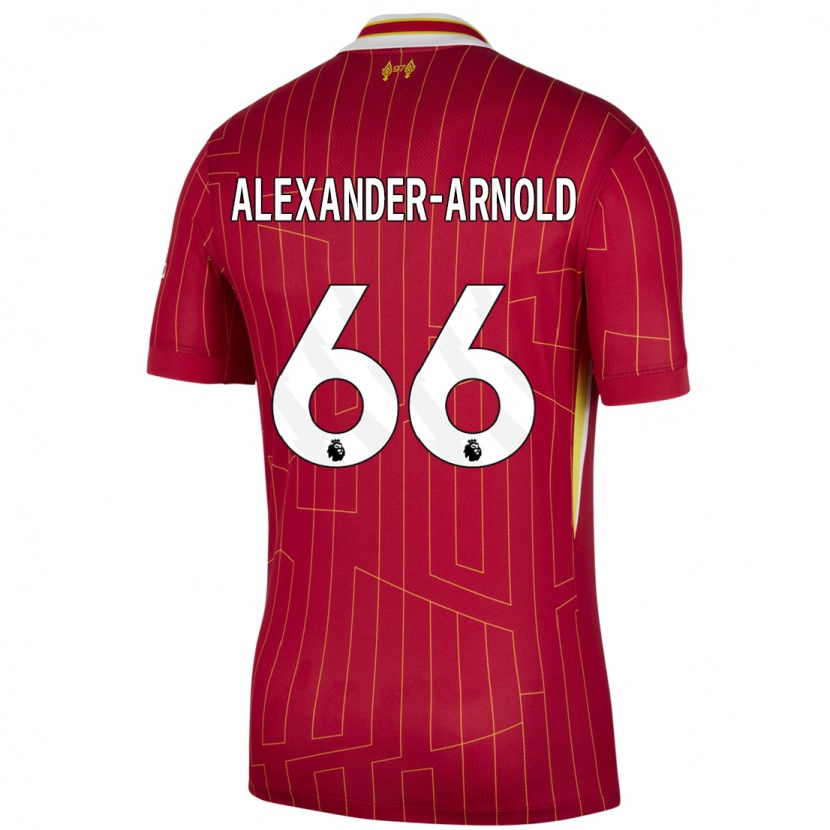 Danxen Mænd Trent Alexander-Arnold #66 Rød Gul Hvid Hjemmebane Spillertrøjer 2024/25 Trøje T-Shirt