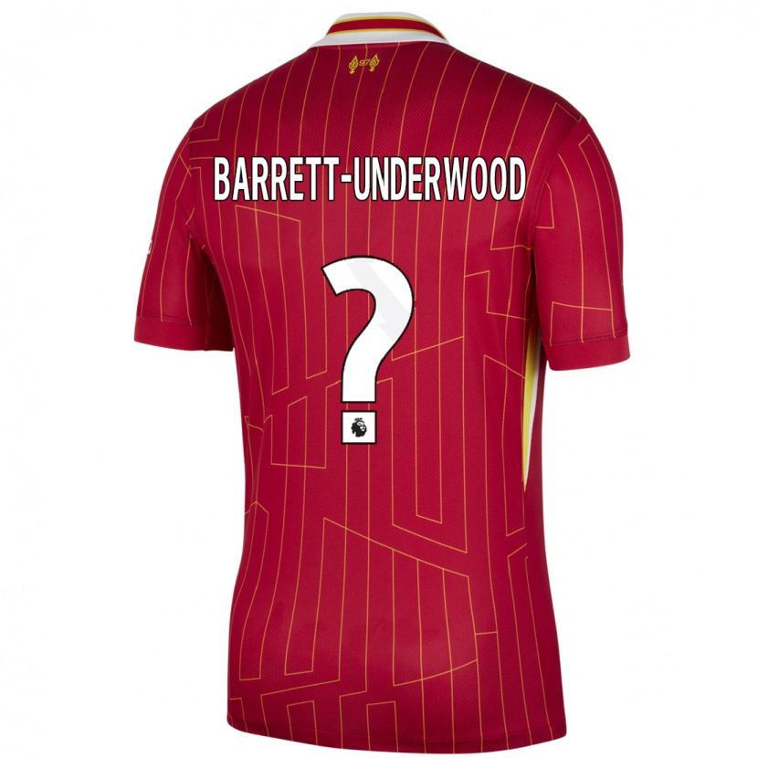 Danxen Mænd Keehan Barrett-Underwood #0 Rød Gul Hvid Hjemmebane Spillertrøjer 2024/25 Trøje T-Shirt