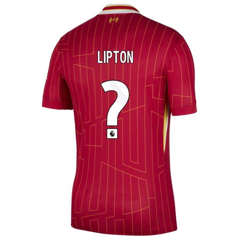 Danxen Mænd Joe Lipton #0 Rød Gul Hvid Hjemmebane Spillertrøjer 2024/25 Trøje T-Shirt