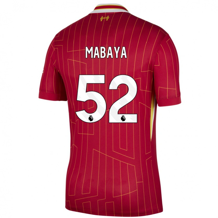Danxen Mænd Isaac Mabaya #52 Rød Gul Hvid Hjemmebane Spillertrøjer 2024/25 Trøje T-Shirt
