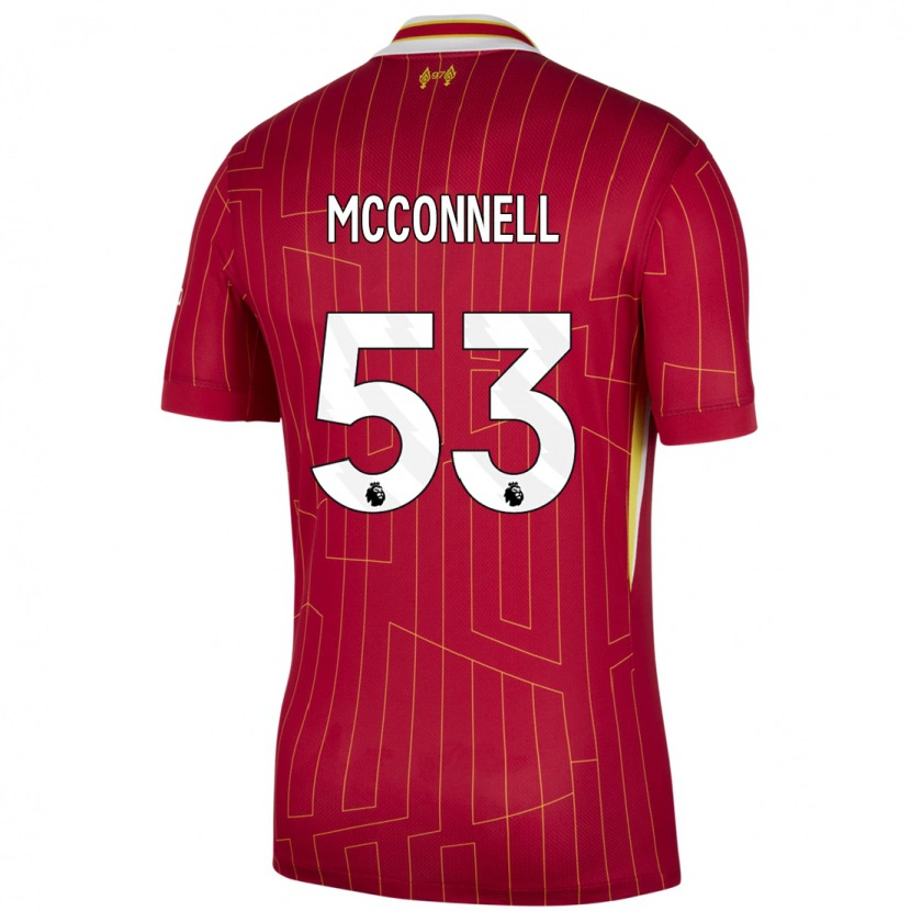 Danxen Mænd James Mcconnell #53 Rød Gul Hvid Hjemmebane Spillertrøjer 2024/25 Trøje T-Shirt