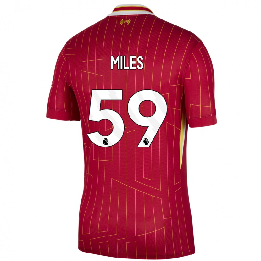Danxen Mænd Terence Miles #59 Rød Gul Hvid Hjemmebane Spillertrøjer 2024/25 Trøje T-Shirt