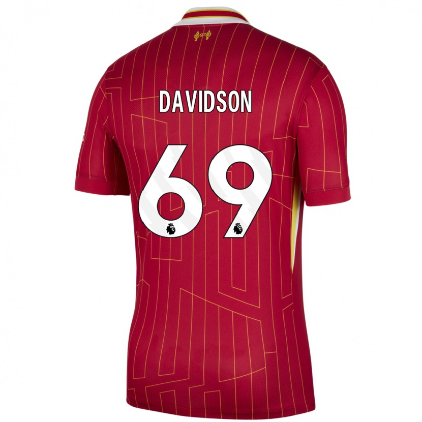 Danxen Mænd Josh Davidson #69 Rød Gul Hvid Hjemmebane Spillertrøjer 2024/25 Trøje T-Shirt