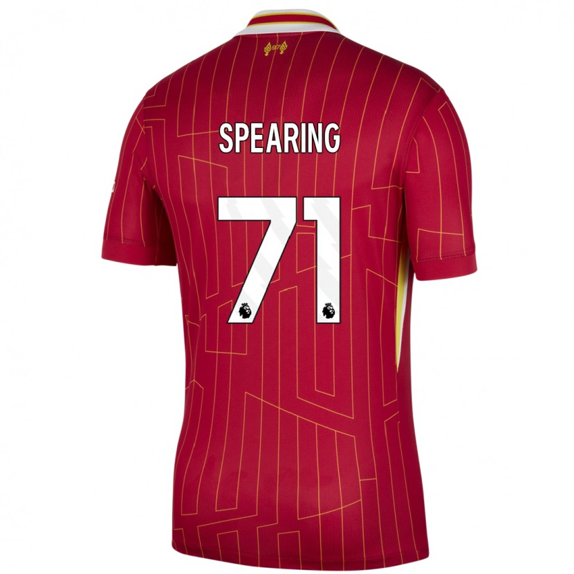 Danxen Mænd Jay Spearing #71 Rød Gul Hvid Hjemmebane Spillertrøjer 2024/25 Trøje T-Shirt