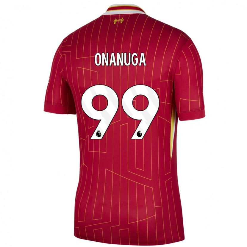 Danxen Mænd Fola Onanuga #99 Rød Gul Hvid Hjemmebane Spillertrøjer 2024/25 Trøje T-Shirt