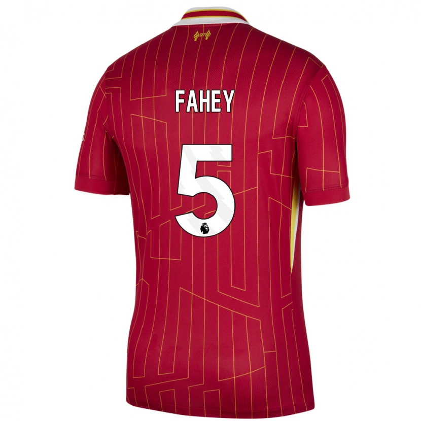 Danxen Mænd Niamh Fahey #5 Rød Gul Hvid Hjemmebane Spillertrøjer 2024/25 Trøje T-Shirt