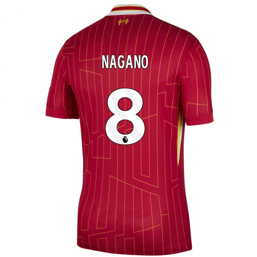 Danxen Mænd Fūka Nagano #8 Rød Gul Hvid Hjemmebane Spillertrøjer 2024/25 Trøje T-Shirt