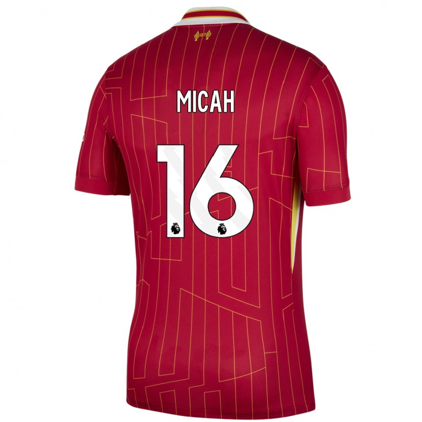 Danxen Mænd Teagan Micah #16 Rød Gul Hvid Hjemmebane Spillertrøjer 2024/25 Trøje T-Shirt