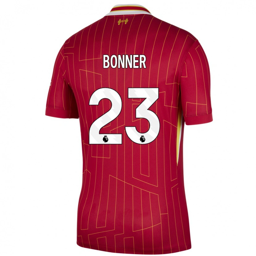 Danxen Mænd Gemma Bonner #23 Rød Gul Hvid Hjemmebane Spillertrøjer 2024/25 Trøje T-Shirt
