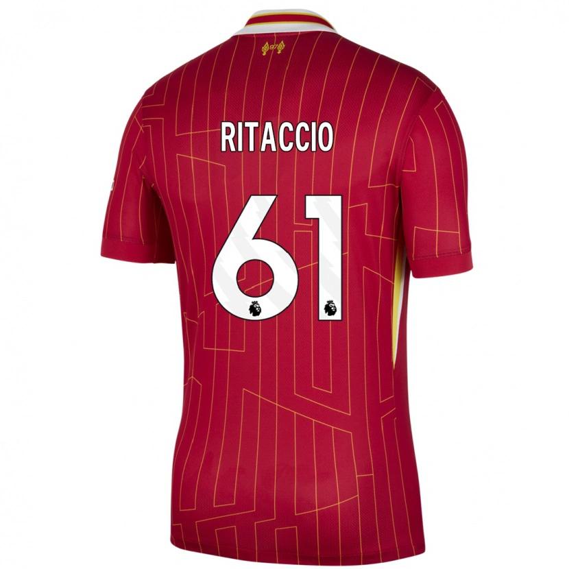 Danxen Mænd Matteo Ritaccio #61 Rød Gul Hvid Hjemmebane Spillertrøjer 2024/25 Trøje T-Shirt