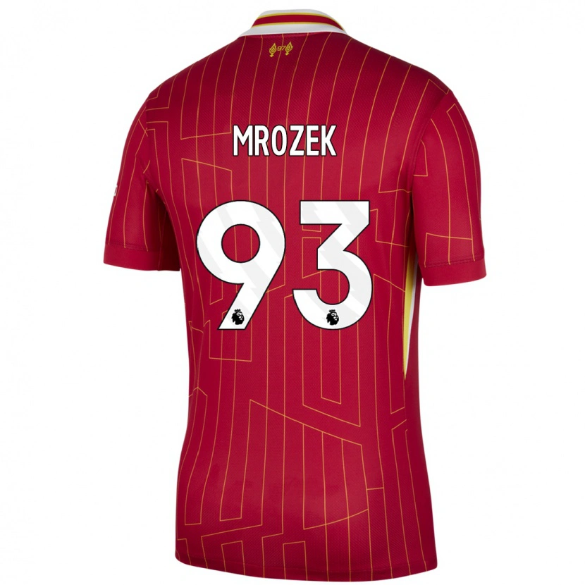 Danxen Mænd Fabian Mrozek #93 Rød Gul Hvid Hjemmebane Spillertrøjer 2024/25 Trøje T-Shirt