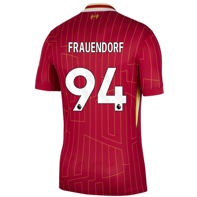 Danxen Mænd Melkamu Frauendorf #94 Rød Gul Hvid Hjemmebane Spillertrøjer 2024/25 Trøje T-Shirt