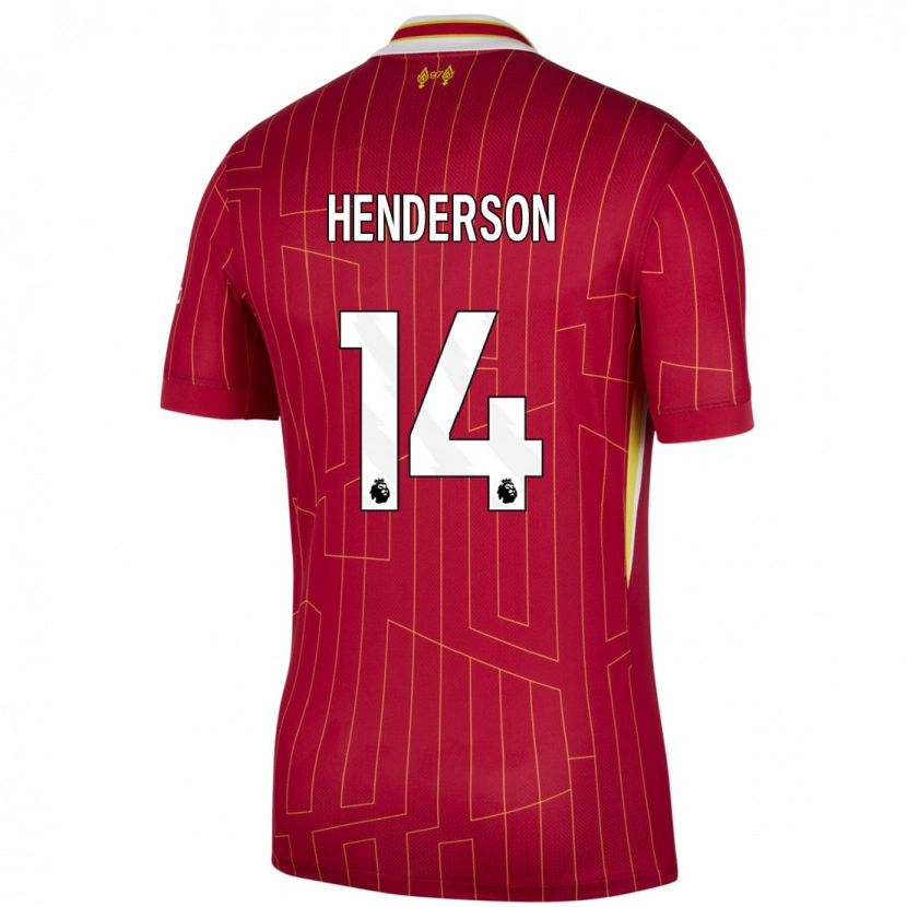 Danxen Mænd Henderson #14 Rød Gul Hvid Hjemmebane Spillertrøjer 2024/25 Trøje T-Shirt