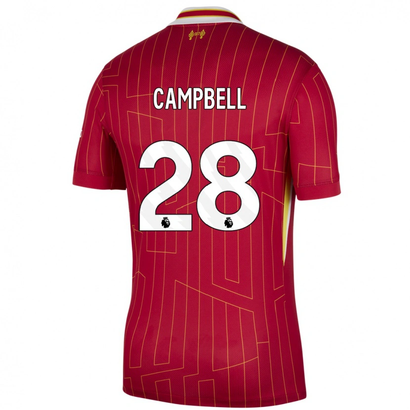 Danxen Mænd Megan Campbell #28 Rød Gul Hvid Hjemmebane Spillertrøjer 2024/25 Trøje T-Shirt
