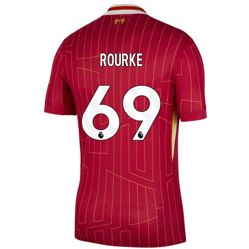 Danxen Mænd Fidel O'rourke #69 Rød Gul Hvid Hjemmebane Spillertrøjer 2024/25 Trøje T-Shirt