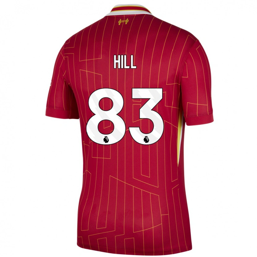 Danxen Mænd Thomas Hill #83 Rød Gul Hvid Hjemmebane Spillertrøjer 2024/25 Trøje T-Shirt