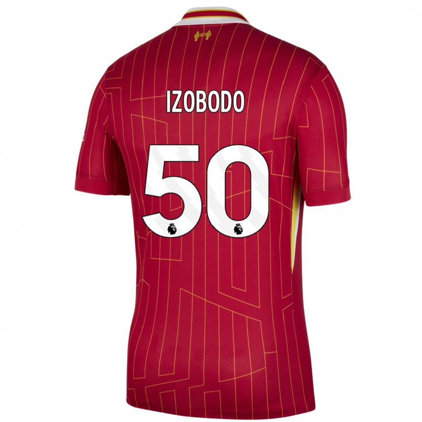 Danxen Mænd Elijah Izobodo John #50 Rød Gul Hvid Hjemmebane Spillertrøjer 2024/25 Trøje T-Shirt