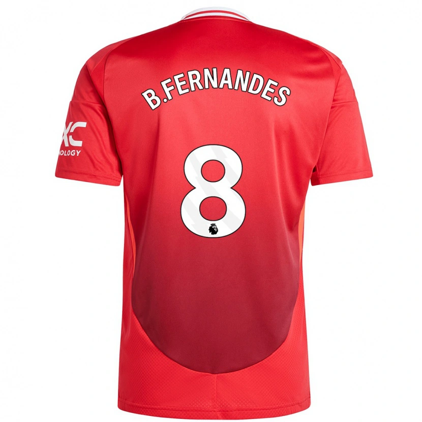 Danxen Mænd Bruno Fernandes #8 Lyse Rødt Hjemmebane Spillertrøjer 2024/25 Trøje T-Shirt