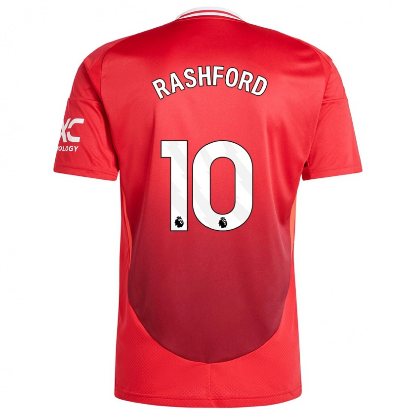Danxen Mænd Marcus Rashford #10 Lyse Rødt Hjemmebane Spillertrøjer 2024/25 Trøje T-Shirt