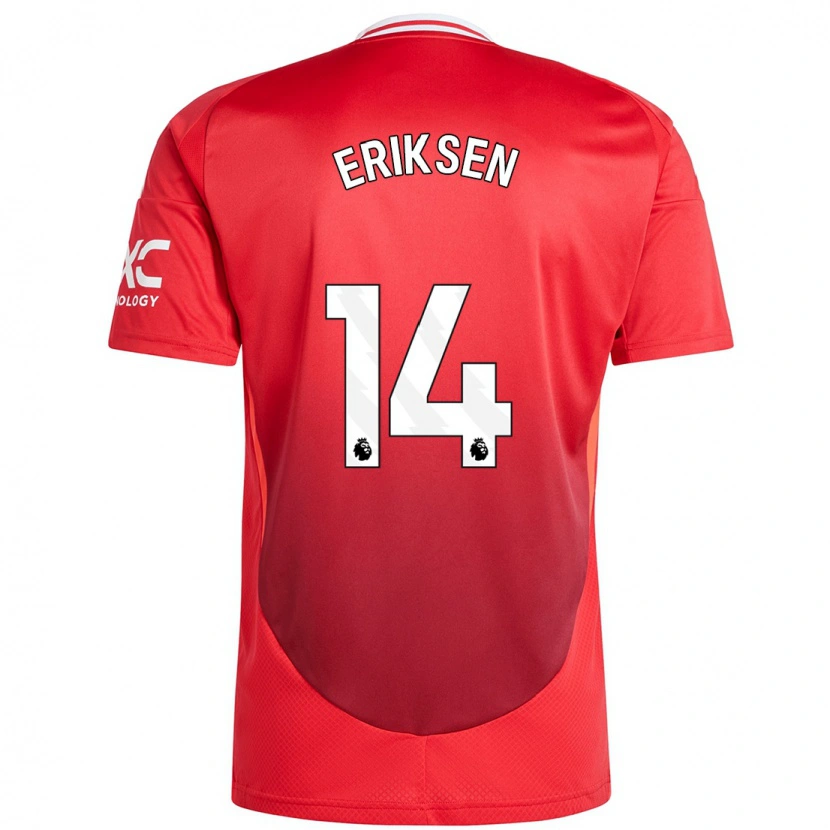 Danxen Mænd Christian Eriksen #14 Lyse Rødt Hjemmebane Spillertrøjer 2024/25 Trøje T-Shirt