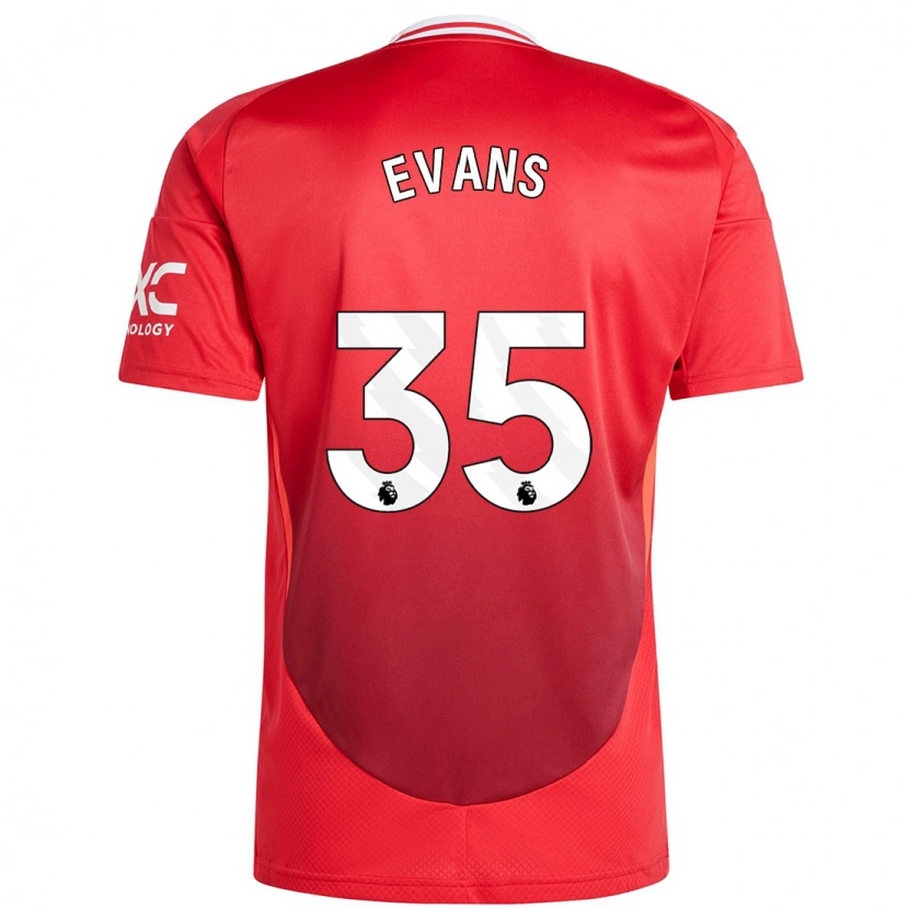Danxen Mænd Jonny Evans #35 Lyse Rødt Hjemmebane Spillertrøjer 2024/25 Trøje T-Shirt