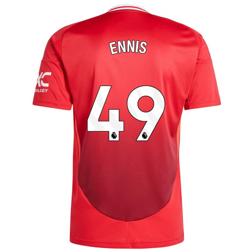 Danxen Mænd Ethan Ennis #49 Lyse Rødt Hjemmebane Spillertrøjer 2024/25 Trøje T-Shirt