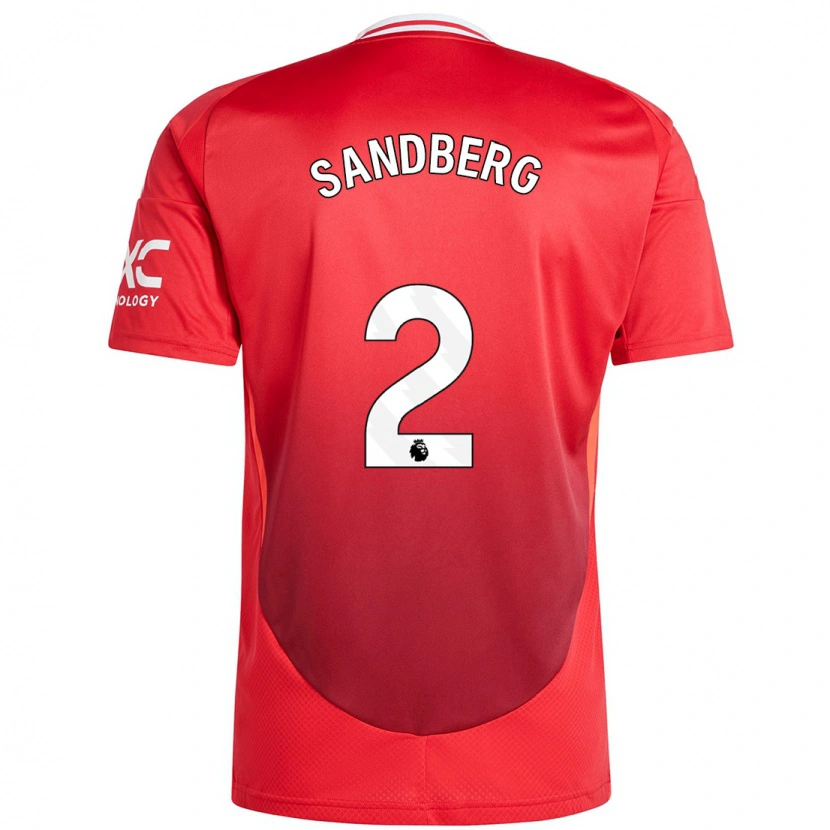 Danxen Mænd Anna Sandberg #2 Lyse Rødt Hjemmebane Spillertrøjer 2024/25 Trøje T-Shirt