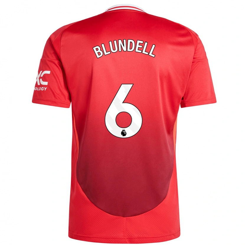 Danxen Mænd Hannah Blundell #6 Lyse Rødt Hjemmebane Spillertrøjer 2024/25 Trøje T-Shirt