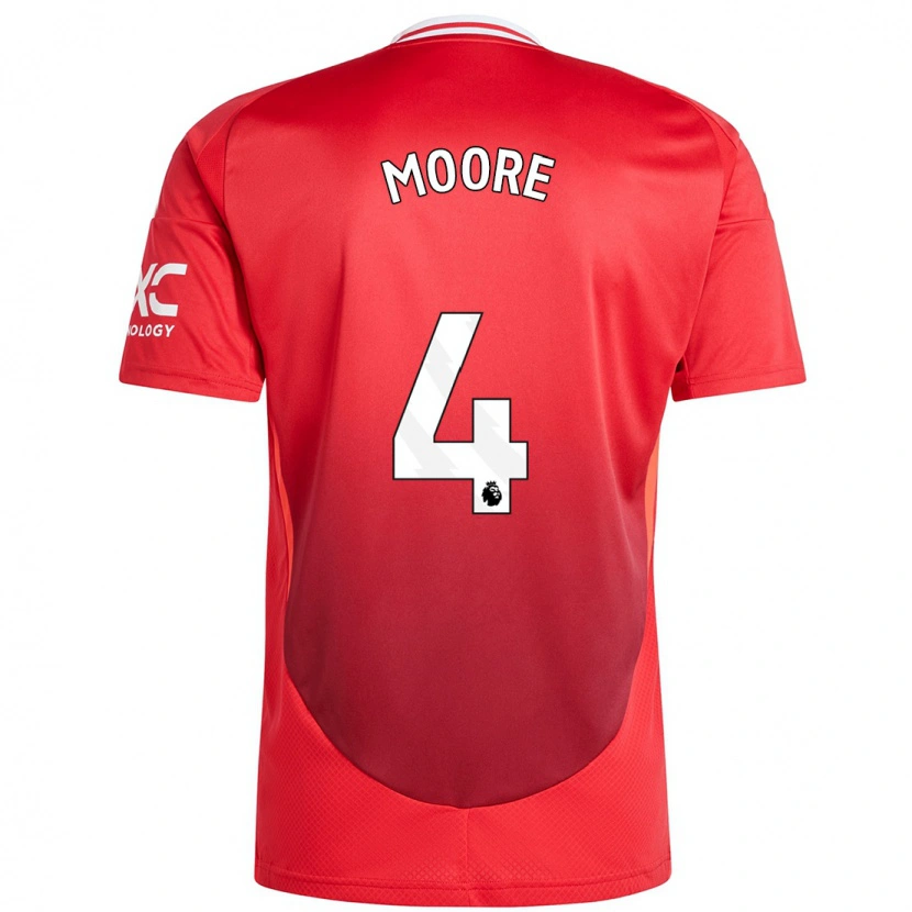 Danxen Mænd Jade Moore #4 Lyse Rødt Hjemmebane Spillertrøjer 2024/25 Trøje T-Shirt