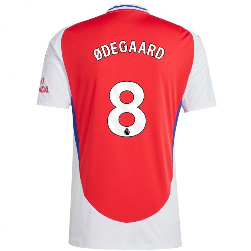 Danxen Mænd Martin Ødegaard #8 Rød Hvid Hjemmebane Spillertrøjer 2024/25 Trøje T-Shirt
