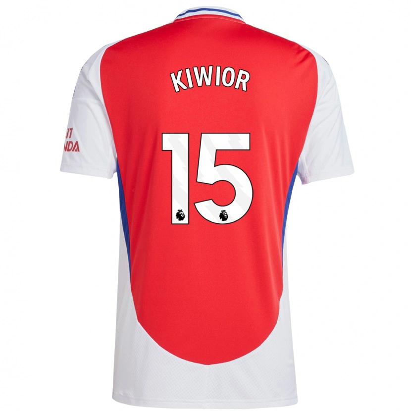 Danxen Mænd Jakub Kiwior #15 Rød Hvid Hjemmebane Spillertrøjer 2024/25 Trøje T-Shirt