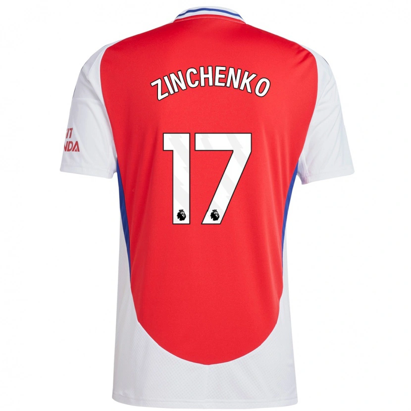 Danxen Mænd Oleksandr Zinchenko #17 Rød Hvid Hjemmebane Spillertrøjer 2024/25 Trøje T-Shirt