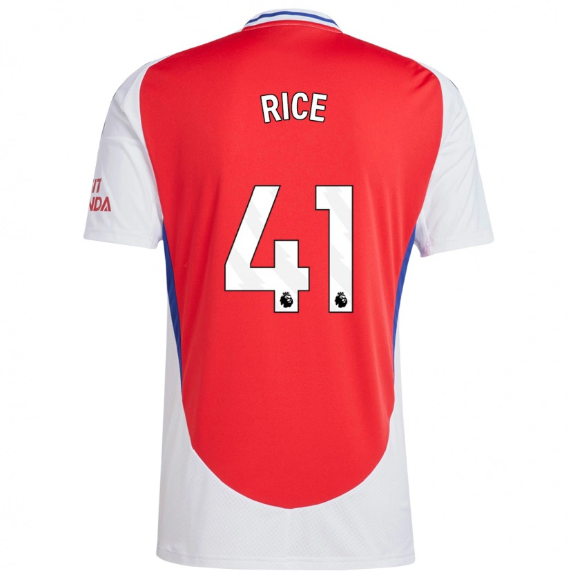 Danxen Mænd Declan Rice #41 Rød Hvid Hjemmebane Spillertrøjer 2024/25 Trøje T-Shirt